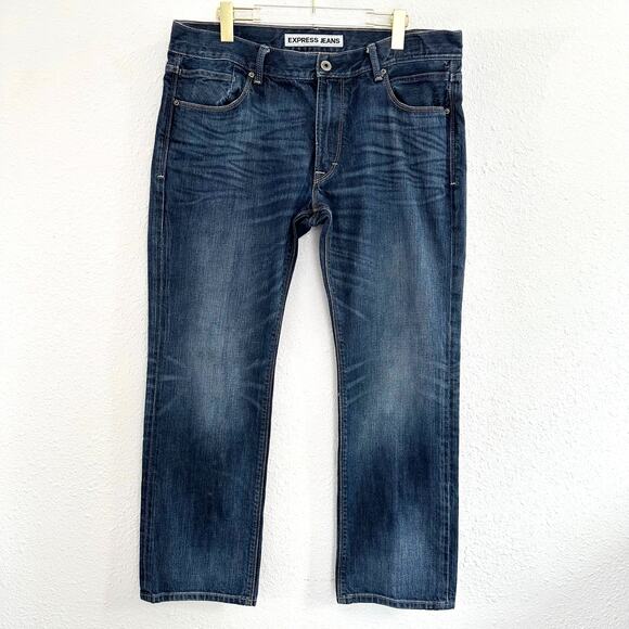 Express Other - Express Jeans Rocco Slim Fit Straight Leg Men Size 36x30 Medium Wash Denim